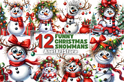 Funny Christmas snowman, a Seasonal Illustration by AnetArtStore (Thumbnail 1 of 7)