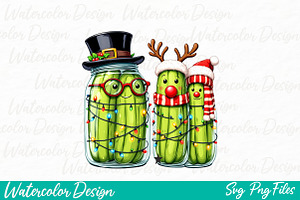 Funny Christmas Pickle Png, an Illustration by Watercolor design
