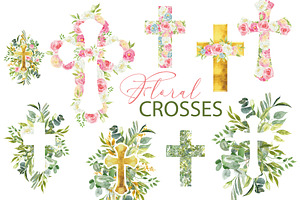 Watercolor Floral Easter Cross