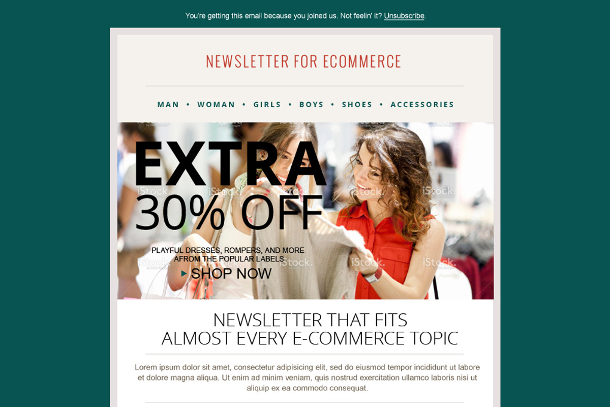 Fashion Ecommerce Newsletter PSD, a Templates & Theme by DesignMarket