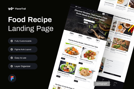 Food Recipe Landing Page, a Landing Page Template by Portograph