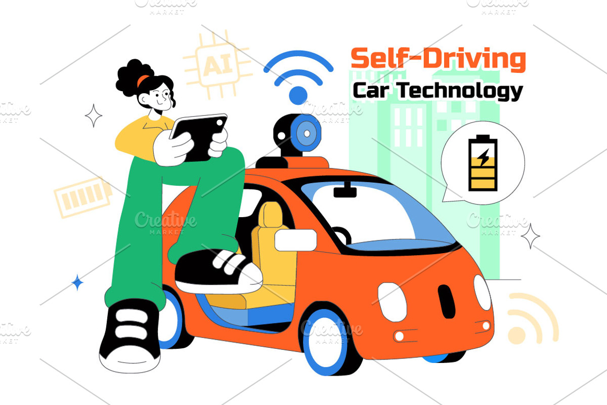 10 Self Driving Car Technology, a Transportation Illustration by denayunebgt (Photo 4 of 4)