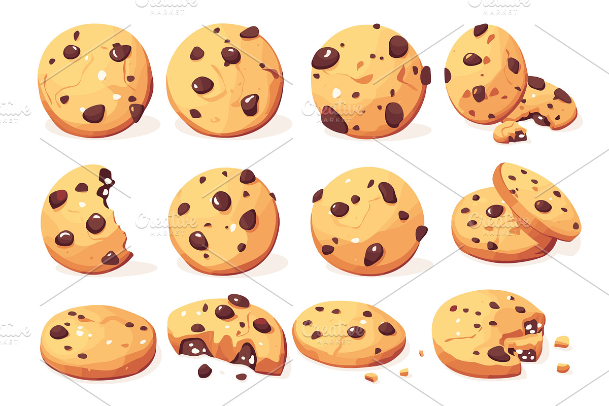 Cookies chocolate chip. Cartoon, a Food Illustration by Stock-Smart-Start