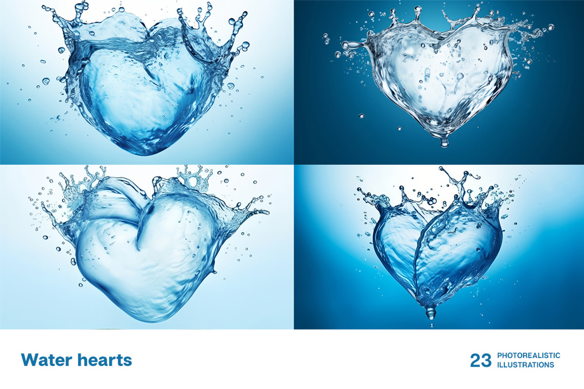 Water Hearts. 23 images, a Food Illustration by Handmadefont (Photo 9 of 10)