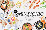 Grill and Picnic watercolor set, a Food Illustration by Natalia Fedorova (Thumbnail 1 of 11)
