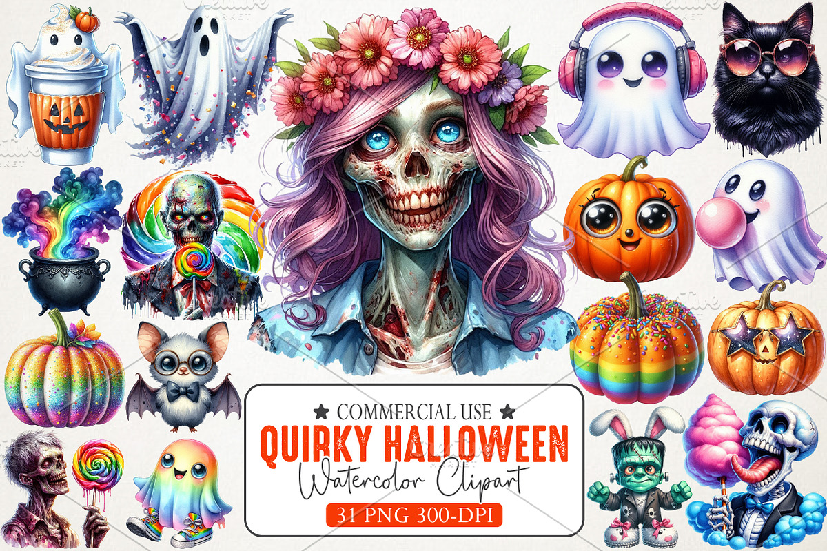 Quirky Halloween Sublimation Clipart, an Illustration by RobertsArt (Photo 1 of 7)