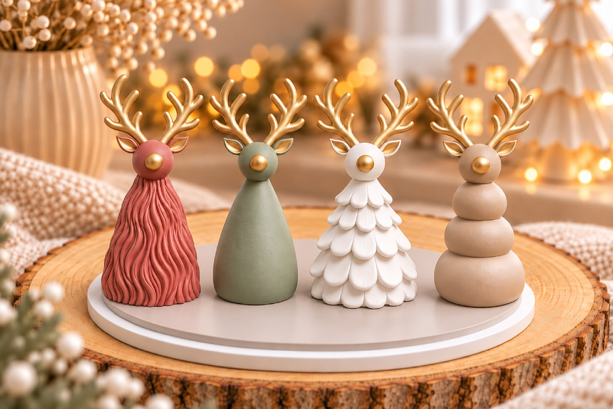 Christmas Reindeer Decor 3D STL, a Scene 3D Model by Layerology (Photo 1 of 4)