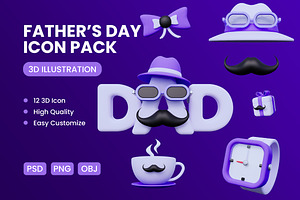 Father's Day 3D Icons Pack