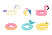 Cute Summer Pool Floats Clipart Set, a Seasonal Illustration by Milota (Thumbnail 2 of 3)