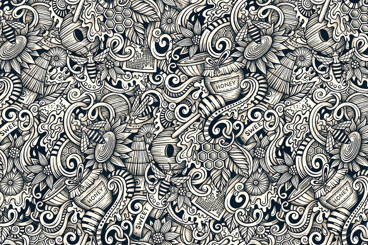 Honey Graphics Doodles Patterns, a Food Illustration by BALABOLKA (Photo 5 of 6)