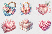 Valentine Faux Yarn Crochet Clipart, an Illustration by DreamCafeArt (Thumbnail 4 of 7)