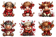 Valentine’s Day Highland Cow Clipart, an Illustration by Dream Creation (Thumbnail 4 of 8)