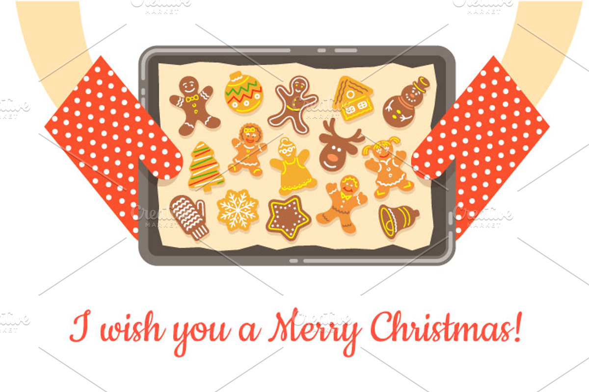 Christmas bakery gingerbread cookies, a Food Illustration by Vectorikart