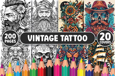 200 Vintage Tattoo Coloring Pages