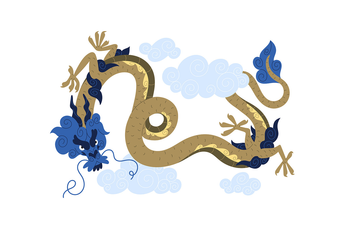 Asian, Chinese dragons set, cards, an Animal Illustration by PaperTrident (Photo 5 of 13)