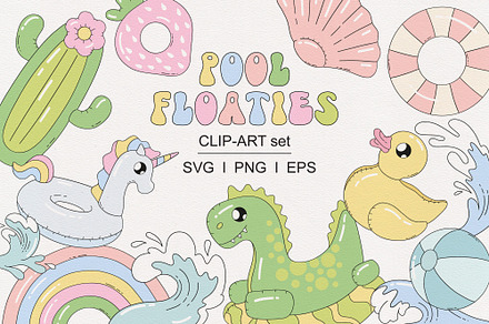 Groovy Pool Floats clipart set