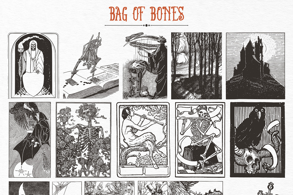 Bag of Bones | Vintage Clipart, a Seasonal Illustration by GVGraphics (Photo 6 of 13)