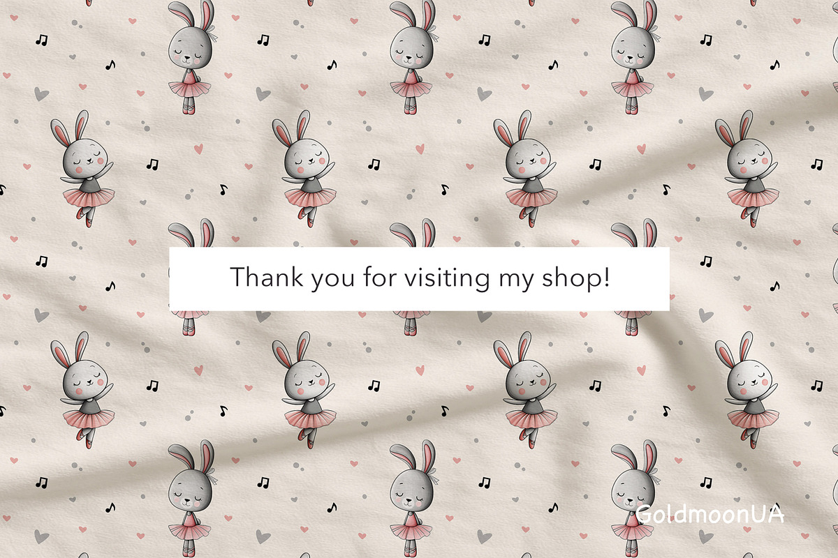 Ballet Bunny Vibes Patterns & Clipar, an Animal Illustration by GoldmoonUA (Photo 5 of 5)