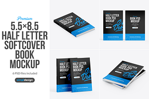 Half Letter Soft Cover Book Mockup
