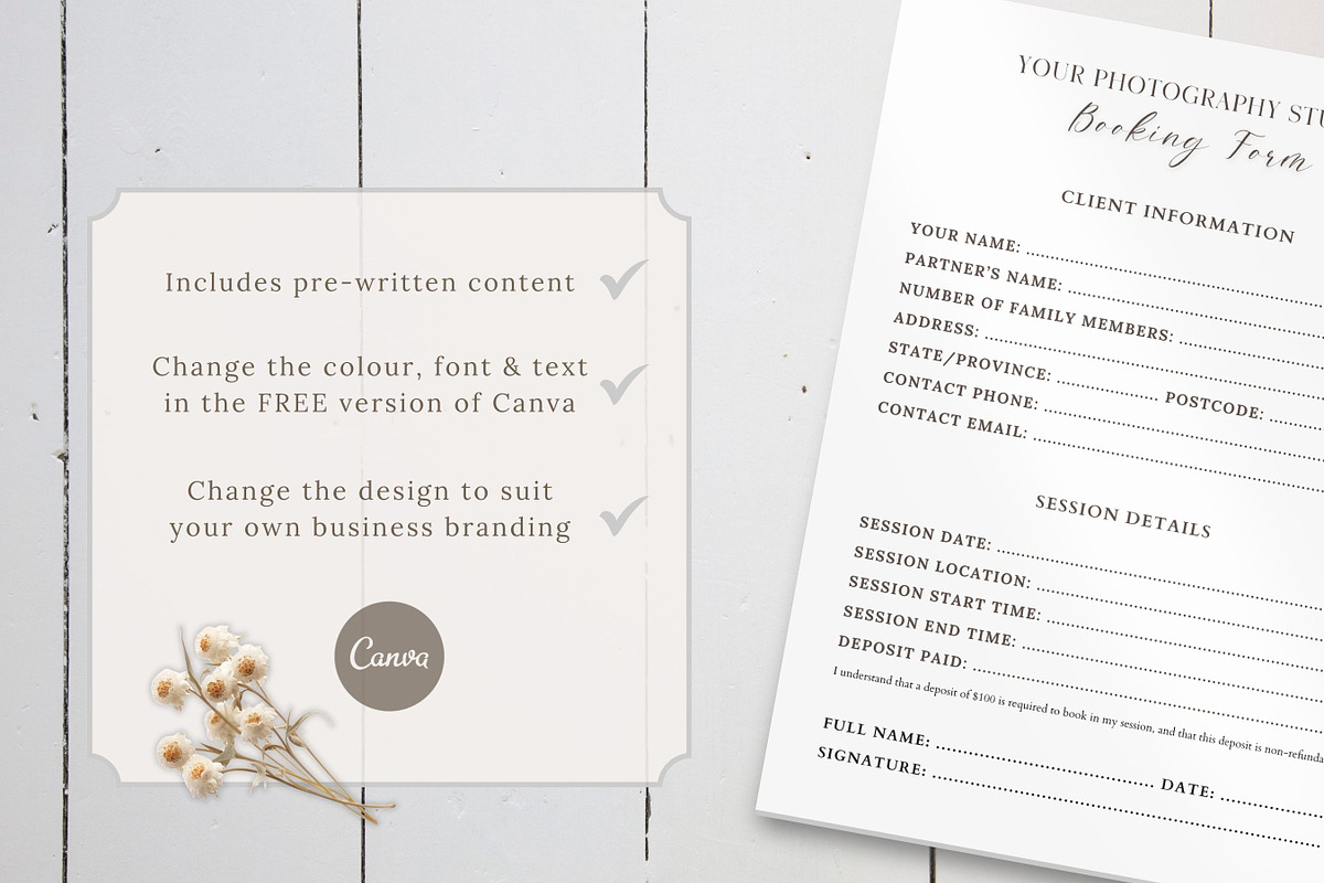 Photography Booking Form for Canva, a Templates & Theme by Princess & the Pea Design (Photo 3 of 5)
