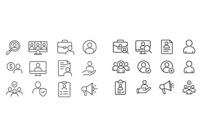 Line icons depicting various aspects, a Person Illustration by ZinetroN