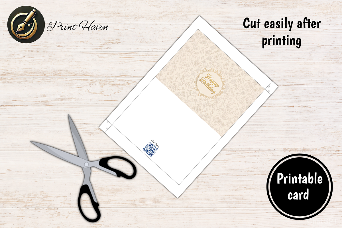 Birthday Card & A7 Envelope Printabl, a Card Template by Print Haven (Photo 3 of 4)