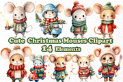 Christmas clipart, Cute little mouse, an Animal Illustration by vivastarkids (Thumbnail 1 of 4)