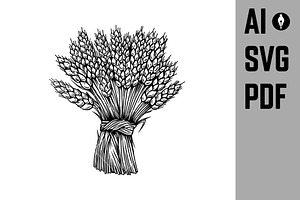 sheaf of wheat in engraving style, a Food Illustration by Vectorhight
