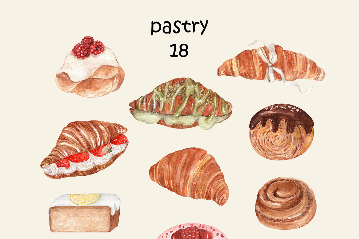 Pastry Cafe Croissant Breakfast, a Food Illustration by Catch the Dream Art (Photo 5 of 8)
