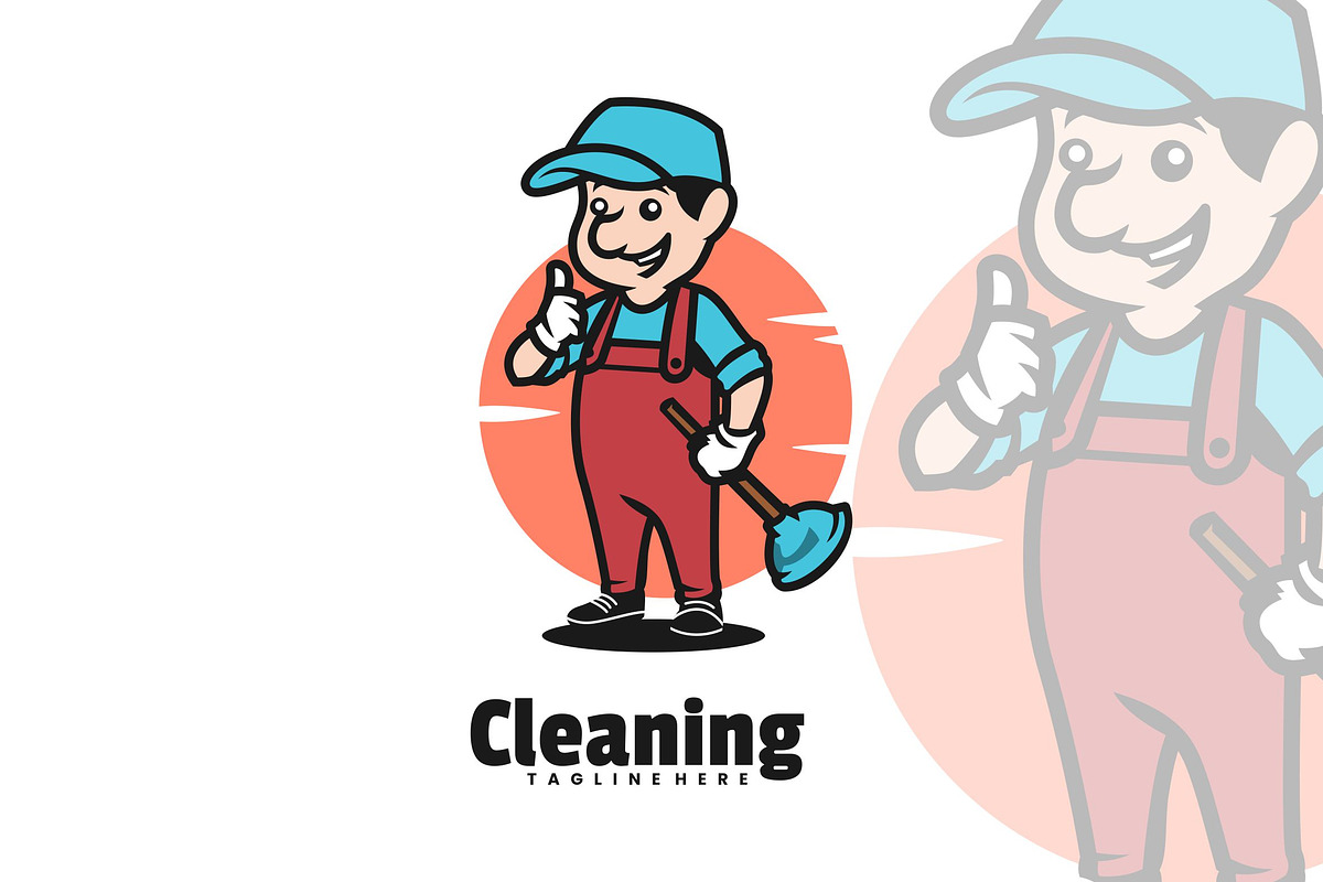 Cleaning Cartoon Logo Design., a Branding & Logo Template by VectorCraft