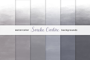 Smoke Ombre Watercolor Backgrounds