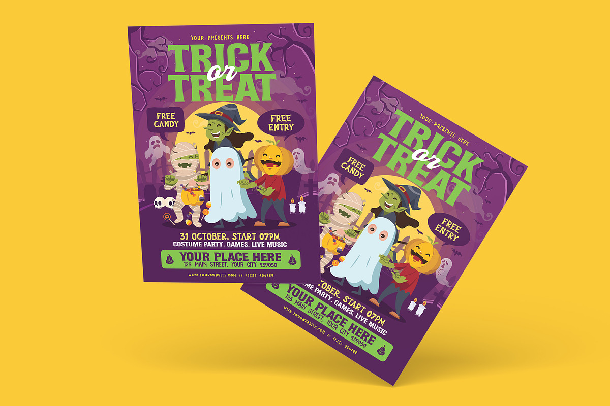 Halloween Trick or Treat Flyer, a Flyer Template by Creativestoree (Photo 5 of 5)