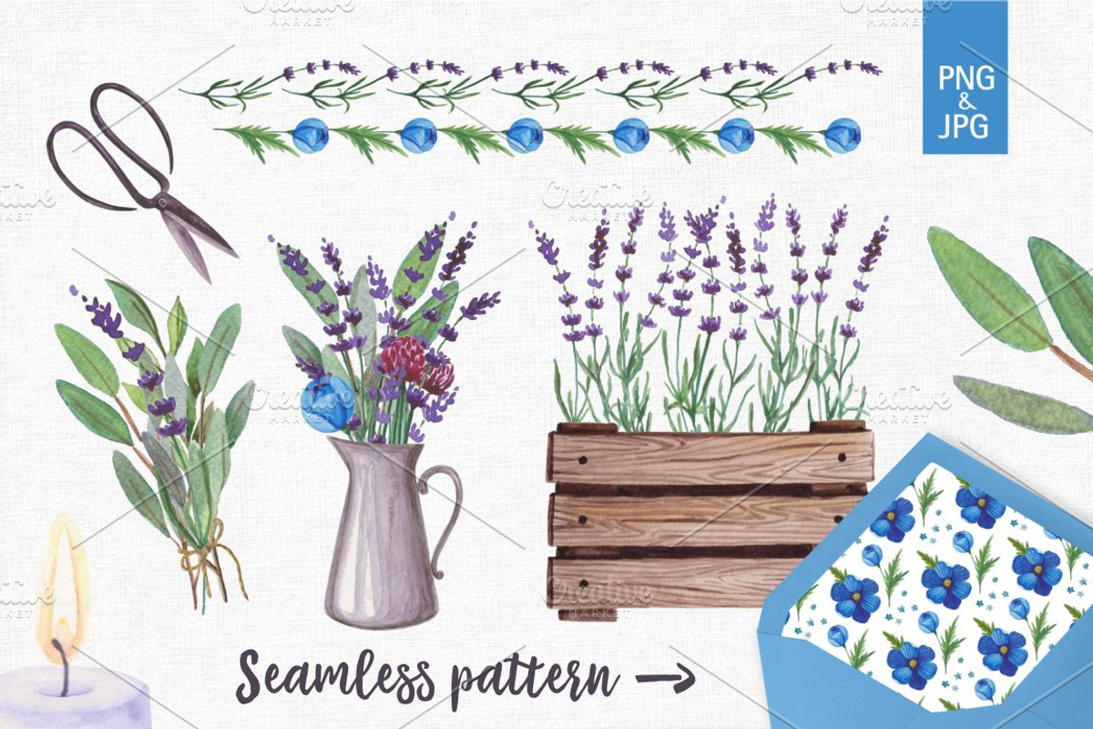 Watercolour Lavender Clip Art, a Decorative Illustration by natadanko (Photo 4 of 4)
