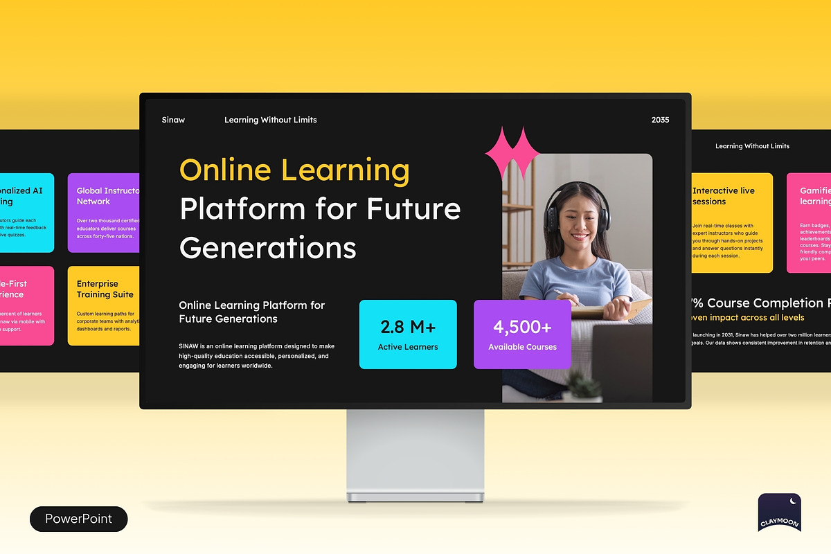 Online Learning Platform PowerPoint, a Presentation Template by Claymoon Lab (Photo 1 of 7)