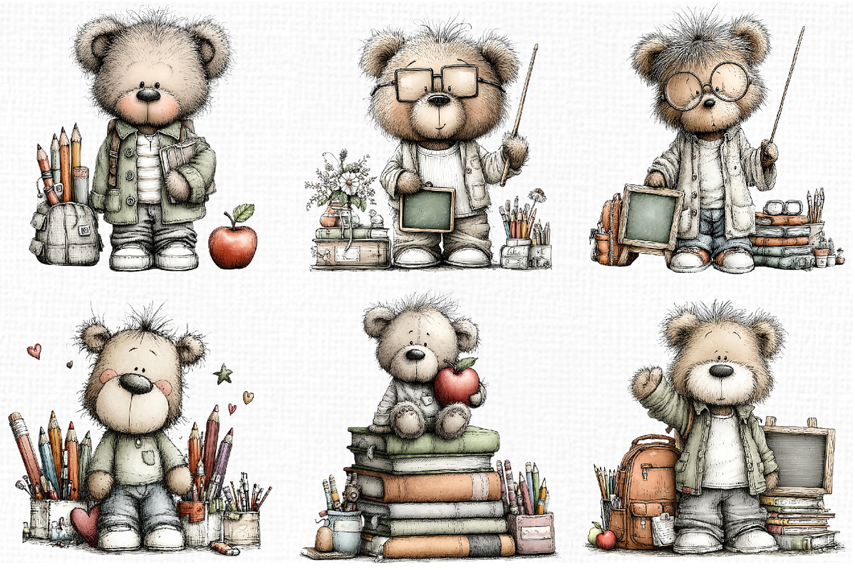 Whimsical Back to School Teddy Bear, an Animal Illustration by Libby Wishes (Photo 6 of 6)