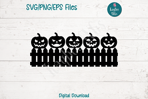 Jack O Lanterns On Fence SVG PNG EPS