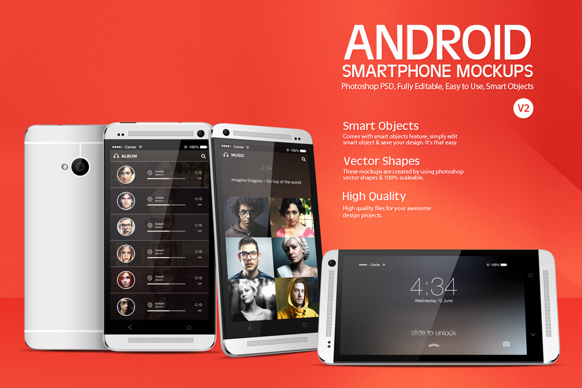 Android Smartphone Mockups V2, an Android Mockup by ydlabs