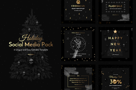 Holiday Social Media Pack vol.2, a Templates & Theme by Uidea