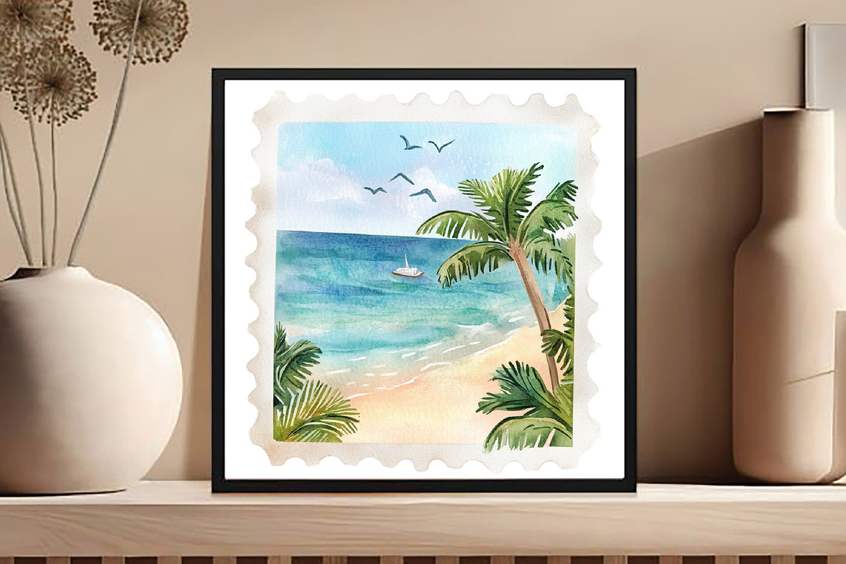 Summer Postage Stamp Clipart, an Illustration by DreamCafeArt (Photo 5 of 5)