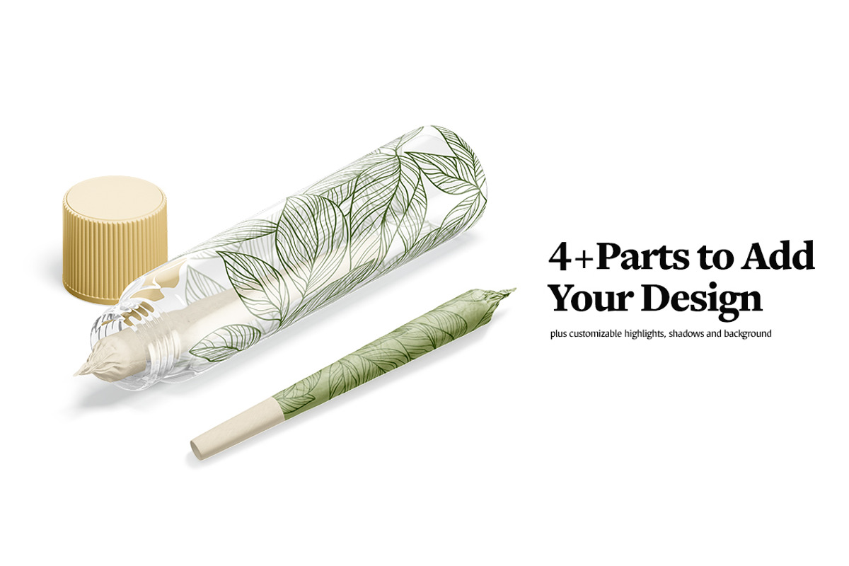 Weed Joint Pre-Roll Tube Mockup, a Packaging Mockup by rebrandy (Photo 4 of 10)
