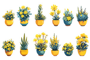 Set of various cartoon blooming, an Object Illustration by LadadikArt