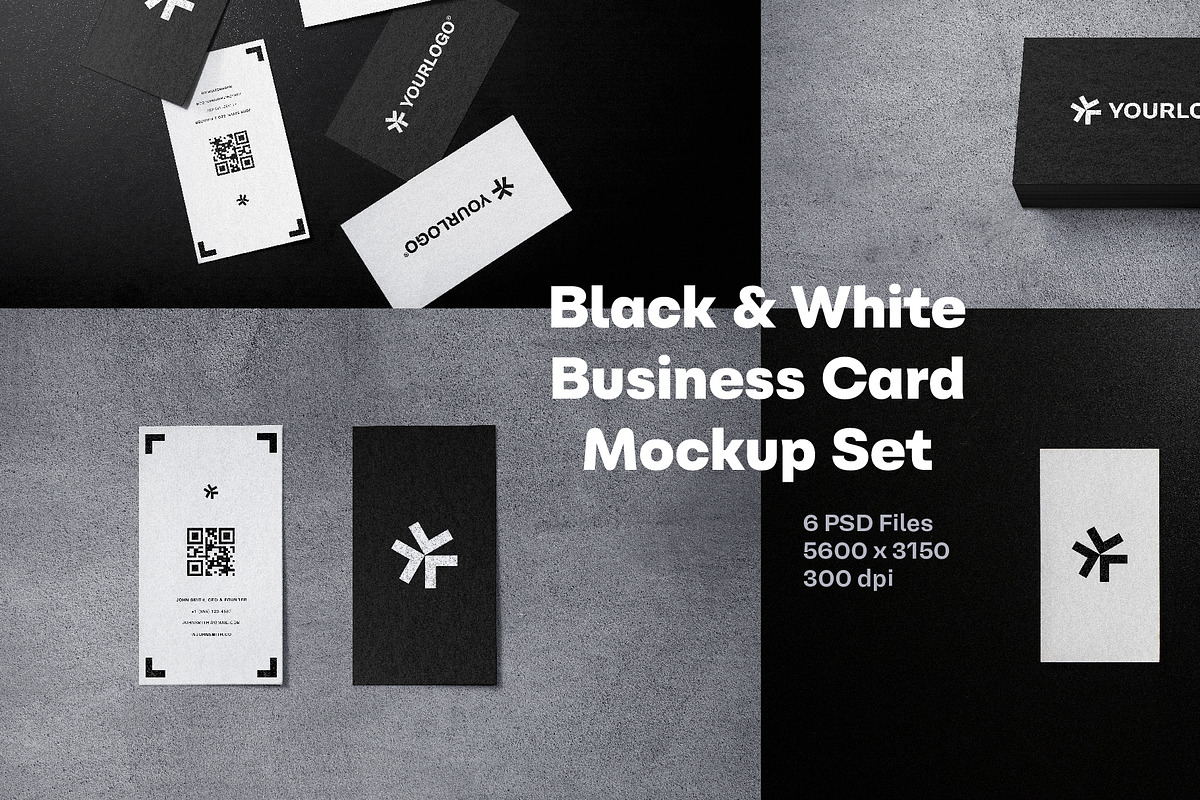 Black & White Business Card Mockups, a Product Mockup by rodrigofkaminski (Photo 1 of 10)