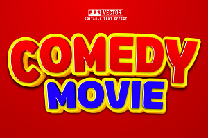 Comedy Movie Vector 3D Editable Text