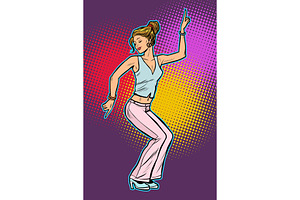 Girl In Pink Pants. Woman Disco