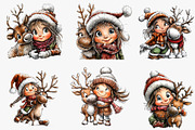 Winter girl and reindeer clipart, an Illustration by CreationArt (Thumbnail 4 of 5)