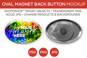 1.5x2.25 Oval Button Magnet Mockup