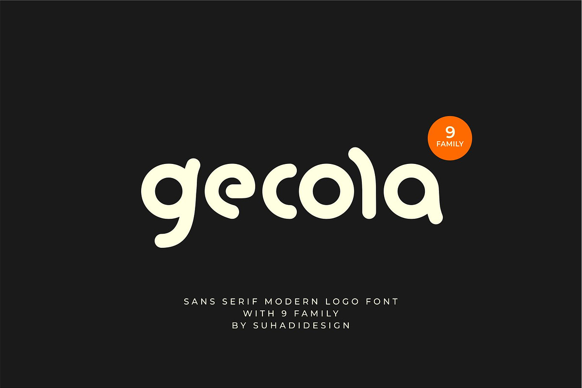Gecola - Logo Font, a Sans Serif Font by suhadidesign (Photo 1 of 11)
