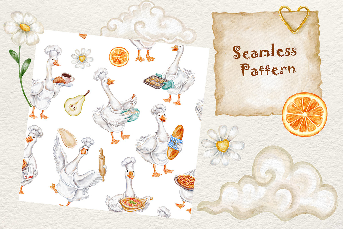 Watercolor Pastry Chef Goose Clipart, a Graphic by Watercolor dreams (Photo 5 of 5)