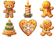 Christmas Gingerbread Clipart, an Illustration by Craft Nest (Thumbnail 3 of 10)