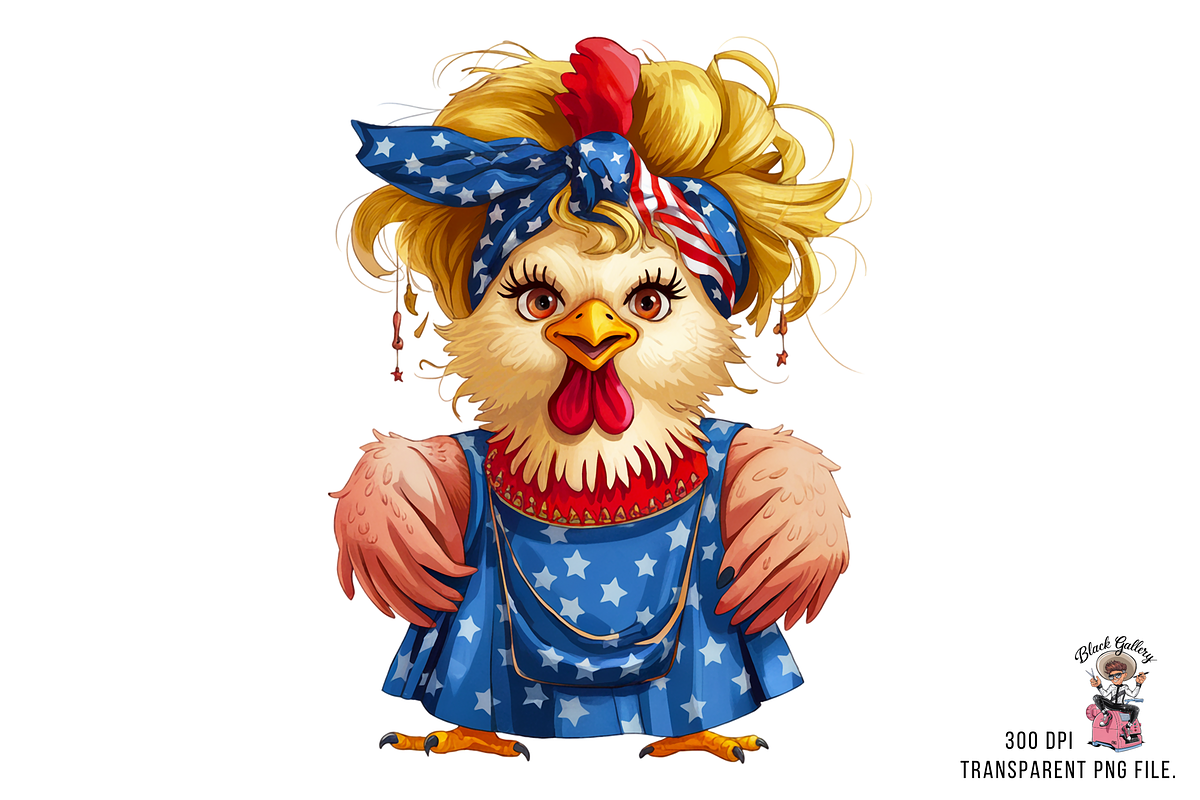 Patriotic Hen PNG Clipart Bundle, a Graphic by Clipart Bloom (Photo 6 of 11)